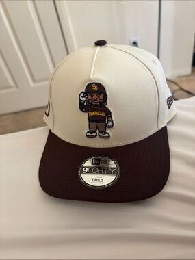 Kids Two-Tone Cream and Brown padres Baseball Cap with Mascot